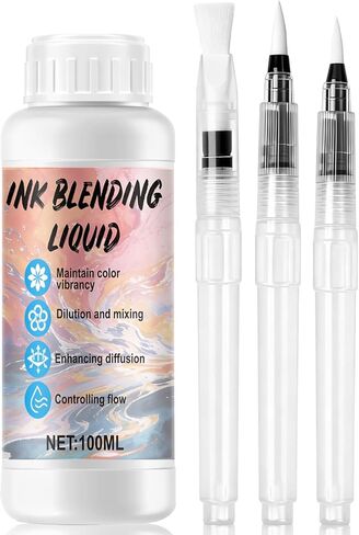 JAOJAO Alcohol Ink Blending Solution, 100ml Ink Medium Liquid with Water Pen for Art Painting, Resin, Fluid Art Supplies in Kuwait