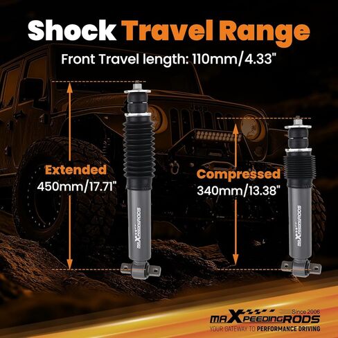 ممتصات صدمات أمامية maxpeedingrods 0-2 بوصة لسيارة دودج رام 1500 2WD 2009-2023، إصدار G1 in Kuwait
