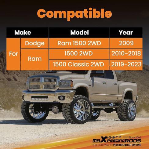 ممتصات صدمات أمامية maxpeedingrods 0-2 بوصة لسيارة دودج رام 1500 2WD 2009-2023، إصدار G1 in Kuwait