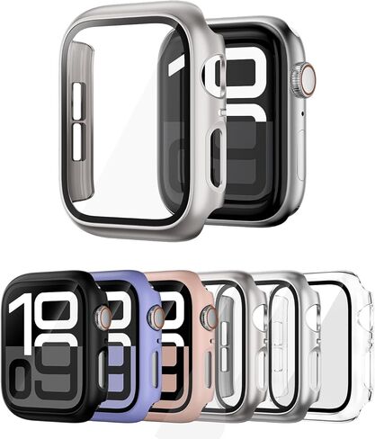 6 Pack Case with Tempered Glass Screen Protector for Apple Watch Series 11 (2025) Series 10 42mm, Ultra-Thin Scratch Resistant Full Protective Hard PC Bumper Cover for iWatch 42mm Accessories in Saudi Arabia