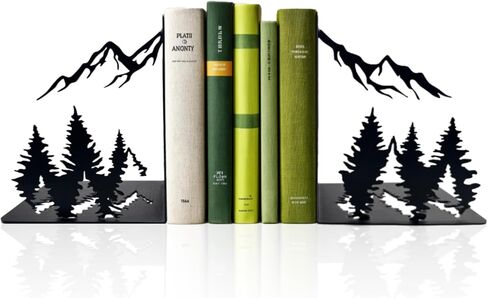 مساند كتب جبلية معدنية مزخرفة باللون الأسود غير اللامع، ديكور جمالي حديث للمكتب المنزلي، أرفف المكتبة أو الاستوديو، هدية فريدة لمحبي الكتب in Kuwait