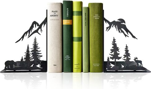 Matte Black Decorative Metal Mountain Bookends, Modern Aesthetic Decor for Home Office, Library or Studio Shelves, Unique Gift for Book Lovers in Saudi Arabia