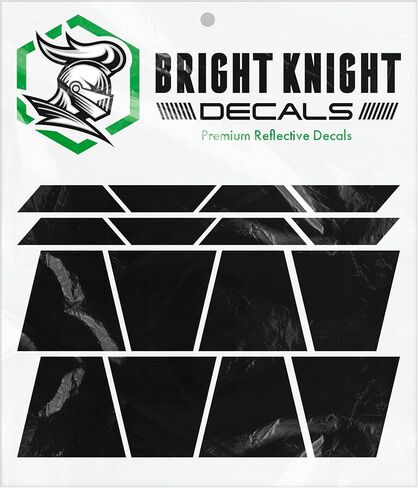 Bright Knight Decals Fire Helmet Tetrahedrons - Set of 16 Reflective Black Trapezoid Fire Helmet Stickers - 3M Vinyl with Acrylic Adhesive for Firefighters, Helmets, Laptops & Bumpers, Pack of 1 in Saudi Arabia