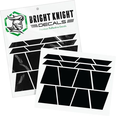 Bright Knight Decals Fire Helmet Tetrahedrons - Set of 16 Reflective Black Trapezoid Fire Helmet Stickers - 3M Vinyl with Acrylic Adhesive for Firefighters, Helmets, Laptops & Bumpers, Pack of 1 in Saudi Arabia