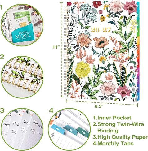 2025 Planner – Weekly ＆ Monthly Planner 2025, Jan. 2025 – Dec. 2025, 8.5" x 11" with Colorful Tabs, Flexible Cover, Thick Paper, Twin-Wire Binding, Back Pocket, To-Do ＆ Notes in Saudi Arabia