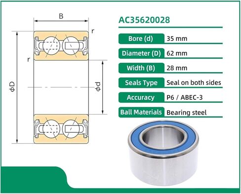 1 قطعة AC35620028 35X62X28 35BD6228 ACB35X62X28 ACB35620028 محامل تكييف in Kuwait