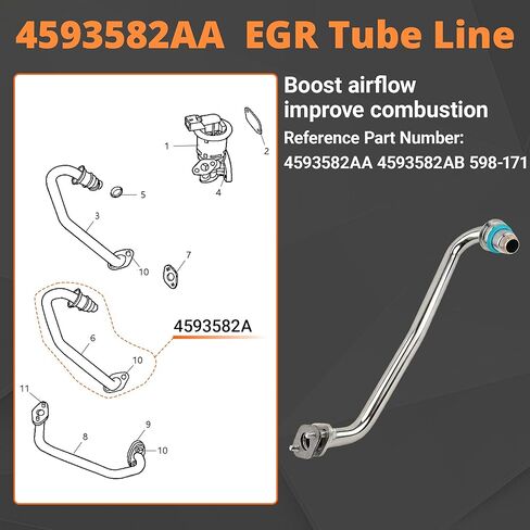 4593582AA 598-171 EGR صمام لخط أنبوب المدخول الكامل لكرايسلر 2005-2010 300، لدودج 2009-2010 تشالنجر، لشاحن 2006-2010، لاستبدال محرك ماغنوم 3.5 لتر 2005-2008 # 4593582AB 598171 in Kuwait