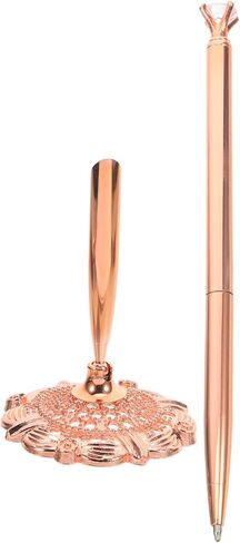 VILLCASE Rose Gold Counter Ballpoint Pen with Rhinestones Office Signature Writing Pen for Bank and Hotel Desk Use Sparkly Business Guest Book in Kuwait