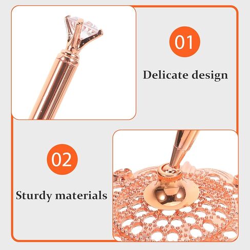 VILLCASE Rose Gold Counter Ballpoint Pen with Rhinestones Office Signature Writing Pen for Bank and Hotel Desk Use Sparkly Business Guest Book in Kuwait