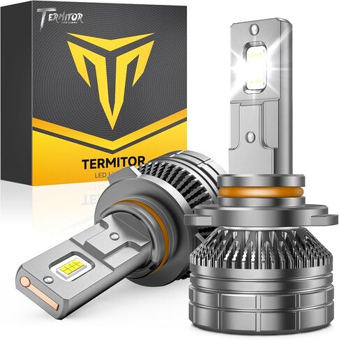 لمبة LED Termitor 2026 H7، 𝟖𝟎،𝟎𝟎𝟎𝐋𝐌 H7LL 12 رقائق LED عالية التركيز CSP مزدوجة الجوانب، ضوء Canbus جاهز، تبديد حرارة فائق، 𝟗𝟎، ضباب مدى الحياة لمدة ساعة، IP68 مقاوم للماء، عبوتان in Kuwait