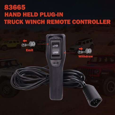 83665 وحدة تحكم عن بعد في ونش الشاحنة لـ WARN M8000 M12000 VR12000 Zeon 10S - متوافقة مع Ford Dodge Ram Power Wagon 5-Pin Plug-in Handheld Control مع كابل على شكل D بطول 12 قدمًا وقبضة مريحة in Kuwait