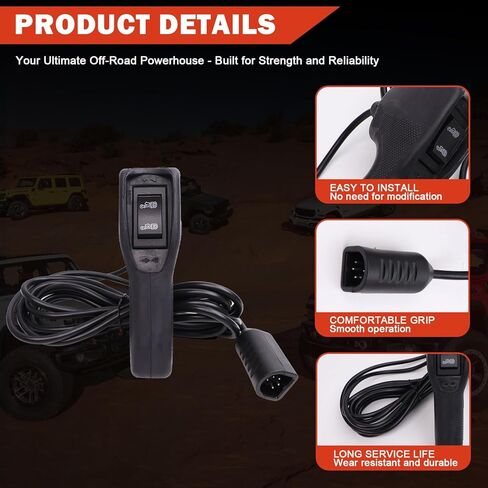 83665 وحدة تحكم عن بعد في ونش الشاحنة لـ WARN M8000 M12000 VR12000 Zeon 10S - متوافقة مع Ford Dodge Ram Power Wagon 5-Pin Plug-in Handheld Control مع كابل على شكل D بطول 12 قدمًا وقبضة مريحة in Kuwait