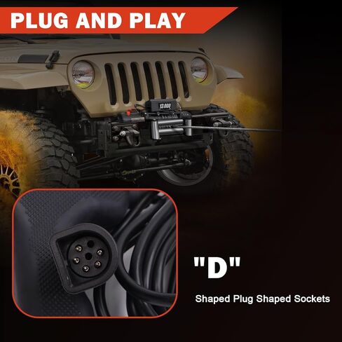 83665 وحدة تحكم عن بعد في ونش الشاحنة لـ WARN M8000 M12000 VR12000 Zeon 10S - متوافقة مع Ford Dodge Ram Power Wagon 5-Pin Plug-in Handheld Control مع كابل على شكل D بطول 12 قدمًا وقبضة مريحة in Kuwait