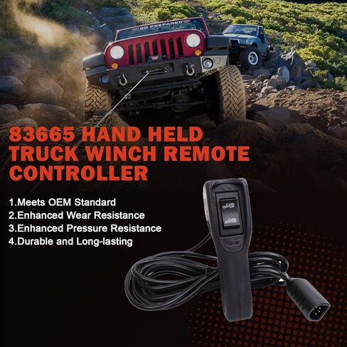83665 وحدة تحكم عن بعد في ونش الشاحنة لـ WARN M8000 M12000 VR12000 Zeon 10S - متوافقة مع Ford Dodge Ram Power Wagon 5-Pin Plug-in Handheld Control مع كابل على شكل D بطول 12 قدمًا وقبضة مريحة in Kuwait