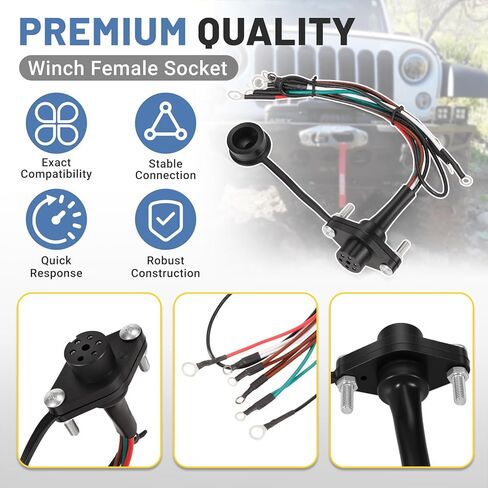 39886 5-Wire Winch Female Socket Assembly, 12V Remote Control Wiring Connector Harness Kit Fit for Badland 5000 12000 & WARN 5-Wire Truck Winches Solenoid Contactors Controller Plug in Kuwait