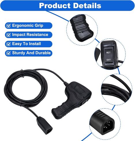 83665 Plug-in Truck Winch Remote Controller, Compatible with Warn M8000 M10000 M12000 Ford Jeep Wrangler Dodge Ram Power Wagon, 12Ft 5-Pin D-Shape Plug Ergonomic Grip, Fit for 3 or 5 Wire Round Plugs in Kuwait
