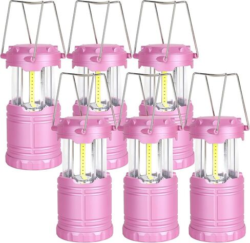 2-Pack Mini LED Pink Camping Lanterns, Portable Camping Lights, Outdoor Handled Lamps, Essential Emergency Lights for Power Outages, Hiking, Hurricane in Saudi Arabia