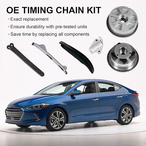 Timing Chain Kit Compatible with Hyundai Elantra Kona Veloster 2017-2021 2.0L L4 Engine and Compatible with Kia Forte Forte5 2017-2022 2.0L, 243502E700 243702E020 Intake & Exhaust Sprocket Kit in Kuwait