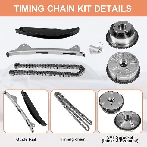 Timing Chain Kit Compatible with Hyundai Elantra Kona Veloster 2017-2021 2.0L L4 Engine and Compatible with Kia Forte Forte5 2017-2022 2.0L, 243502E700 243702E020 Intake & Exhaust Sprocket Kit in Kuwait
