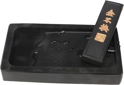 Ink Slab Stone Well, Scholar'S Study Must-Haves, Black Stone Rectangle Texture, Natural Stone Design, Students Ideal, for Beginners in Kuwait