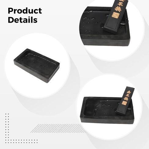 Ink Slab Stone Well, Scholar'S Study Must-Haves, Black Stone Rectangle Texture, Natural Stone Design, Students Ideal, for Beginners in Kuwait