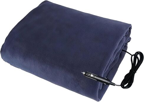 Generic Heated Blanket for Car, 12V Fleece Throw, 57.1 X 39.4 in, 3 Heat Levels, Dark Blue, Perfect for Car Or Home in Kuwait