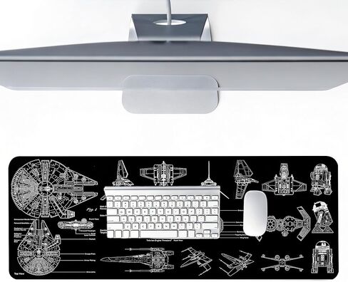 Large Gaming Mouse Pad, Desk Mat Extended XXL Keyboard Desk Pad with Non-Slip Base, 31.5x11.8 inch Black Gamer Mousepad for Office, Home & Gaming Room Decor (Spaceship Sci-f-4) in Saudi Arabia