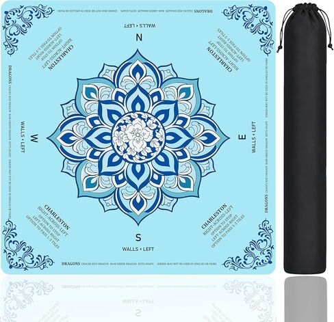 Blue Mahjong Mat for Table 3 Layer Thickened Non-Slip Noise Reducing American Mahjong Mat with Charleston Direction Guide Washable Foldable Mat for Mahjong, Poker, Board Games Dominoes and Card Games in Kuwait