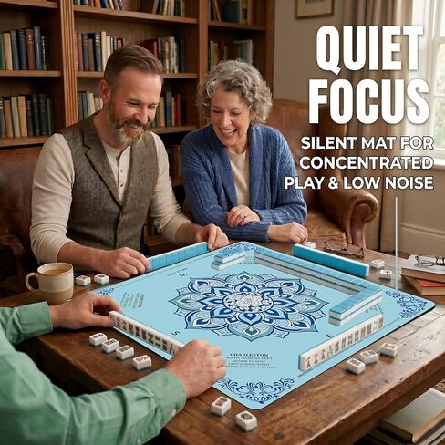 Blue Mahjong Mat for Table 3 Layer Thickened Non-Slip Noise Reducing American Mahjong Mat with Charleston Direction Guide Washable Foldable Mat for Mahjong, Poker, Board Games Dominoes and Card Games in Kuwait