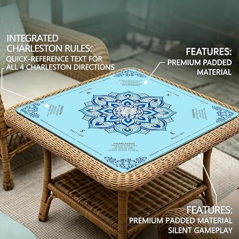 Blue Mahjong Mat for Table 3 Layer Thickened Non-Slip Noise Reducing American Mahjong Mat with Charleston Direction Guide Washable Foldable Mat for Mahjong, Poker, Board Games Dominoes and Card Games in Kuwait