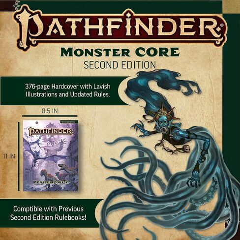 Pathfinder Monster Core 2 Hardcover - 376 Pages | Over 300 Monsters | Second Edition Remaster RPG Rulebook | Official Paizo Gaming Guide in Kuwait