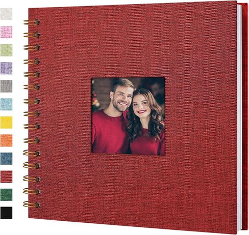 ألبوم صور قصاصات مغطى بالكتان، مقاس 8 × 8 بوصات مع صفحات كرافت بيضاء بغلاف مقوى - مثالي للسفر، وحفلات الزفاف، وكتاب الضيوف، والكريسماس، وحفلات استقبال الطفل (20 ورقة/40 صفحة) in Kuwait