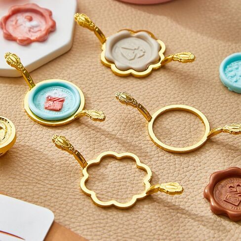 6Pcs Round Flower Shape Seal Stamper Stamper Shaper for SealinLetter Envelope Invitation Scrapbooking Project Holiday in Kuwait
