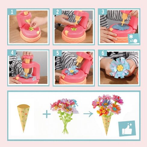 Flower DIY Art Craft Kit Bouquet Set with Embossing Machine 65 Flowers Vase Base Creative Activity Gift for Girls and Boys in Kuwait