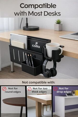 Desk Side Storage Organizer Clamp On – Side Desk Organizer Kit with Cup Holder, Magnetic Cable Organizer & Accessory Magnet, Hanging Desk Organizer for Home Office & Standing Desk in Kuwait