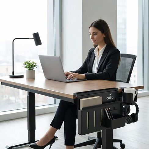 Desk Side Storage Organizer Clamp On – Side Desk Organizer Kit with Cup Holder, Magnetic Cable Organizer & Accessory Magnet, Hanging Desk Organizer for Home Office & Standing Desk in Kuwait
