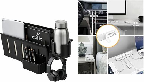 Desk Side Storage Organizer Clamp On – Side Desk Organizer Kit with Cup Holder, Magnetic Cable Organizer & Accessory Magnet, Hanging Desk Organizer for Home Office & Standing Desk in Kuwait