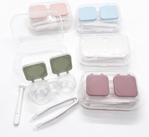 Howinn Flip Top Contact Lens Case Colorful Contact Lens Container Holder, Clear Contact Case Outdoor Portable Mini Contact Lens Soak Storage Kit for Travel & Home in Saudi Arabia