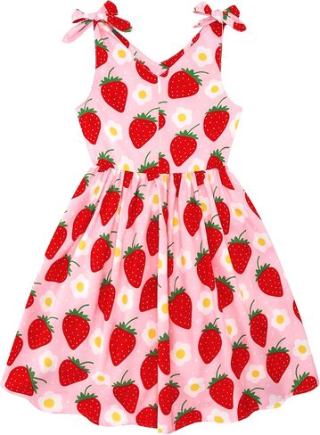 Enlifety Little Girls Casual Dress Summer Straps Sundress Bowknot Sling One Piece Dresses Size 3-10T in Saudi Arabia