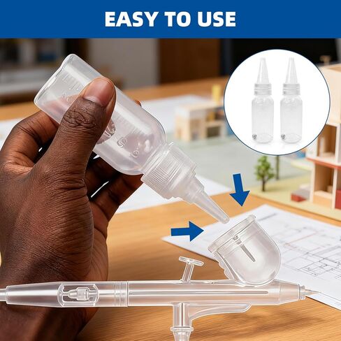 10 Pcs Paint Bottles Squeeze Bottles Paint Mixing Bottles, 30ml Graduated Empty Airbrush Bottles, Airbrush Accessories for Paint Mixing of Various Pigments with Palette, Dropper, Mixing Stick, Funnel in Kuwait