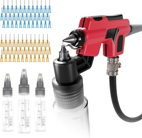 Wash Free Airbrush Kit, No Clean Airbrush Gun with 100 Disposable Nozzles, 0.3mm & 0.5mm, Marker Rack and 3 Paint Bottles, Air Brush Spray Gun for Model Painting, Hobby DIY Crafts in Kuwait