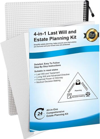 Estate Kit, Complete 4-in-1 Estate Planning Kit, Includes Last Will & Testament, Durable Power of Attorney, Advance Medical Directive and Living Will Forms, Step By Step Instructions Will Kit in Kuwait