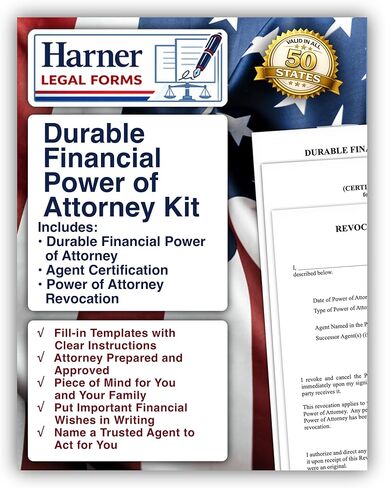 Durable Financial Power of Attorney Kit with Agent Certification and Revocation Forms, Fill-in-the-Blank POA Documents in Kuwait