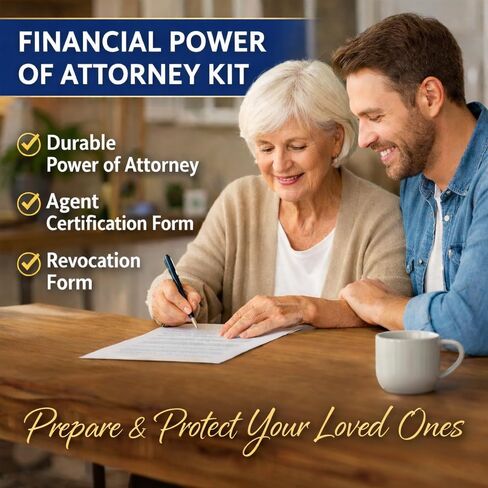 Durable Financial Power of Attorney Kit with Agent Certification and Revocation Forms, Fill-in-the-Blank POA Documents in Kuwait