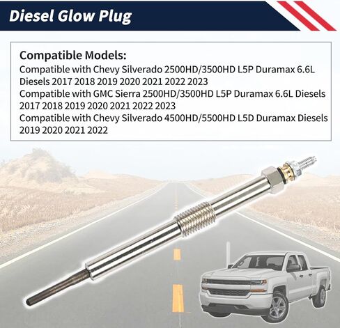 Diesel Glow Plug 12690238 Fit for Chevy Silverado/GMC Sierra L5P Duramax 6.6L 2017-2023 Fit for Chevy Silverado L5D Duramax 2019-2022 Replace 12722502 12679959 Ignition Part in Kuwait