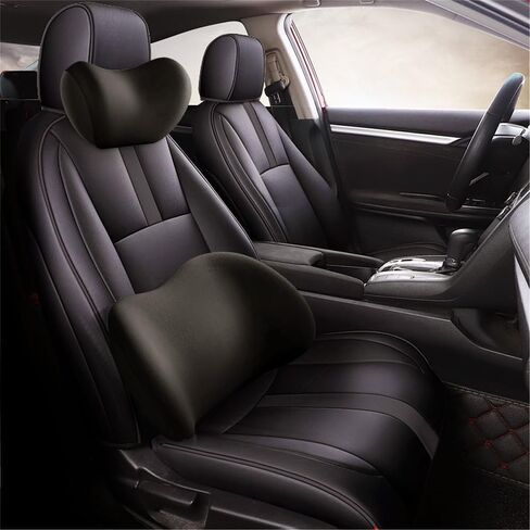 Car Headrest & Lumbar Support Cushion - Ergonomic Car Headrest and Lumbar Support Cushion - Car Lumbar Support Pillow and Car Neck Pillow Kit for Office Chair/Truck/Wheelchair (Black) in Kuwait