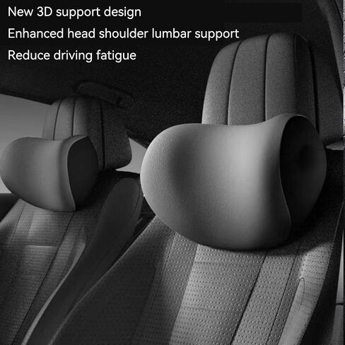 Car Headrest & Lumbar Support Cushion - Ergonomic Car Headrest and Lumbar Support Cushion - Car Lumbar Support Pillow and Car Neck Pillow Kit for Office Chair/Truck/Wheelchair (Black) in Kuwait
