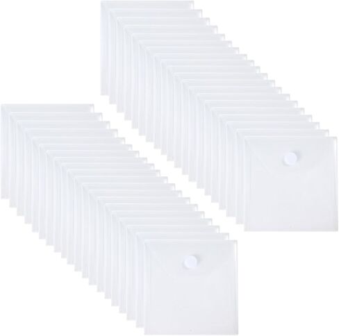 6'' x 6'' Clear Small Plastic Envelopes Document File Storage Holder 20 Pack Hook Loop Closure in Kuwait