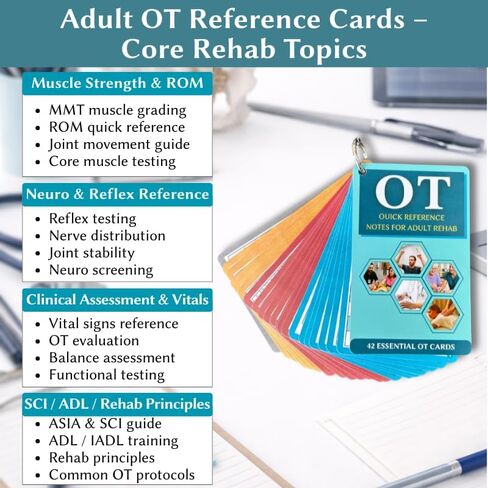 Occupational Therapy Tools Bundle - Adult &Pediatric OT Quick Reference Cards, 74-Page Essential Pocket Guides for Fieldwork, Therapist Must Haves & Gifts for Occupational Therapist in Kuwait