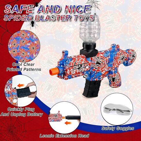 Gel Splat Blaster Toys Electric Automatic 90Ft, Goggles, Target & Rechargeable Batteries Spider Style Age 14+ in Kuwait